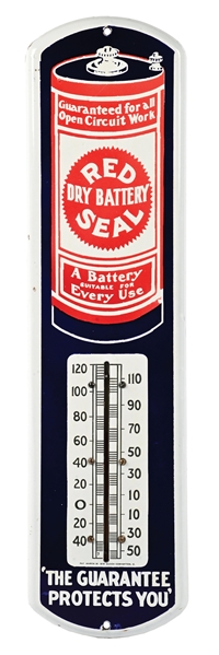 RED SEAL BATTERY "THE GUARANTEE PROTECTS YOU" PORCELAIN THERMOMETER