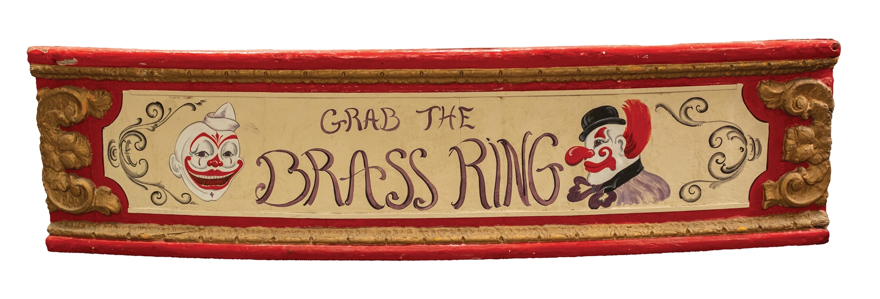 "GRAB THE BRASS RING" HAND PAINTED WOODEN CARNIVAL/CIRCUS LARGE SIGN