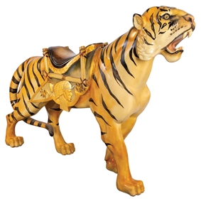 PHENOMENAL WOOD-CARVED TIGER CAROUSEL FIGURE