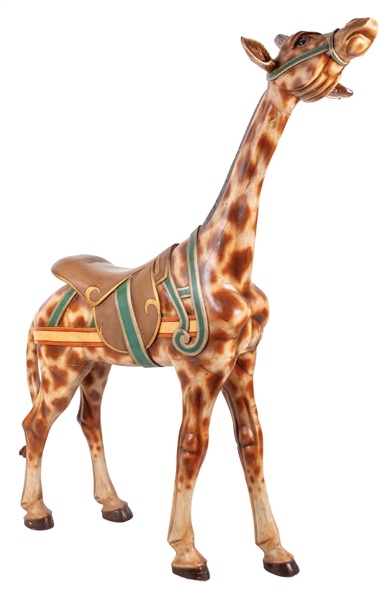 WOOD-CARVED CAROUSEL GIRAFFE FIGURE