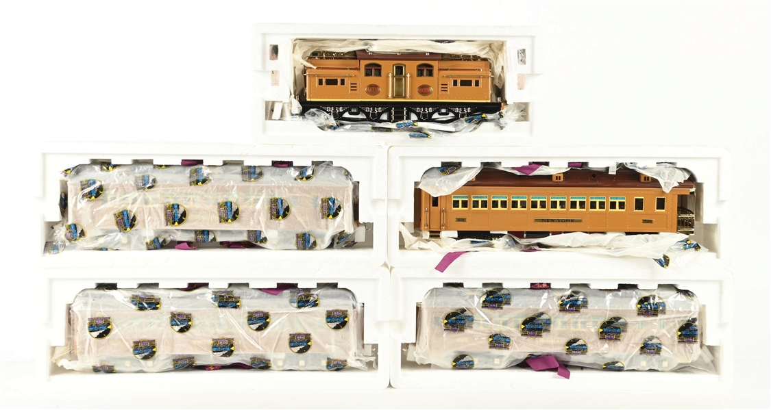 MTH STANDARD GAUGE NO. 408E ELECTRIC LOCOMOTIVE WITH FOUR CAR PASSENGER STATE SET IN ORIGINAL BOXES