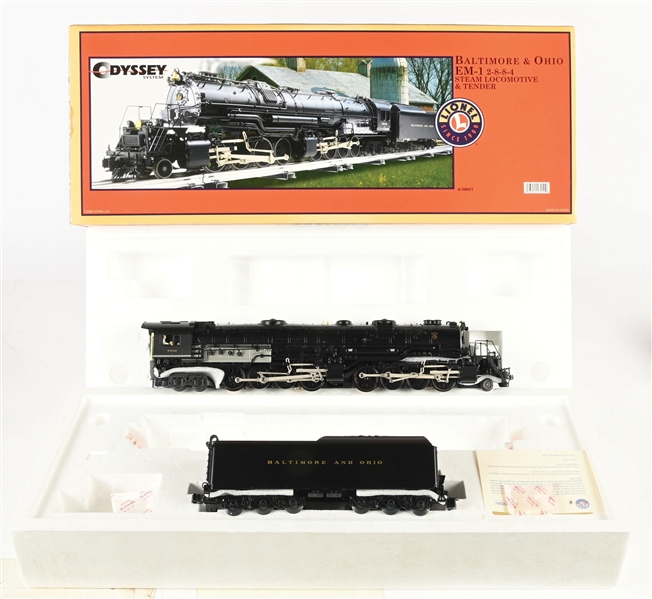 MODERN ERA LIONEL O-GA. NO. 6-28051 BALTIMORE & OHIO EM1 2-8-8-4 STEAM LOCOMOTIVE & TENDER W/ ORIGINAL BOX