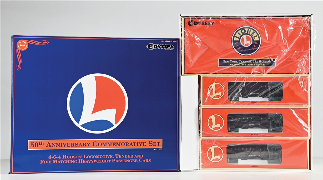 LIONEL O. GAUGE NO. 6-31705 50TH ANNIVERSARY COMMEMORATIVE HUDSON STEAM LOCOMOTIVE PASSENGER SET WITH ORIGINAL BOX