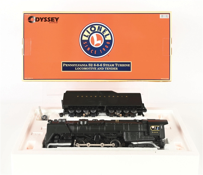 MODERN ERA LIONEL O-GA. NO. 6-38028 PENNSYLVANIA S2 6-8-6 STEAM TURBINE LOCOMOTIVE & TENDER W/ ORIGINAL BOX