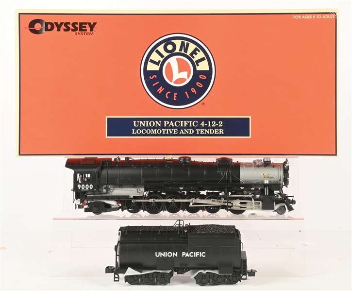 LIONEL O. GAUGE NO. 6-38029 UNION PACIFIC NO. 4-12-2 STEAM LOCOMOTIVE AND TENDER