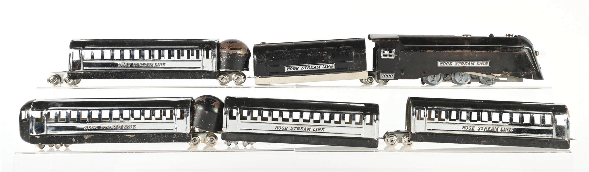 HOGE PREWAR O. GAUGE NO. 1000 STEAM LOCOMOTIVE STREAMLINE PASSENGER SET
