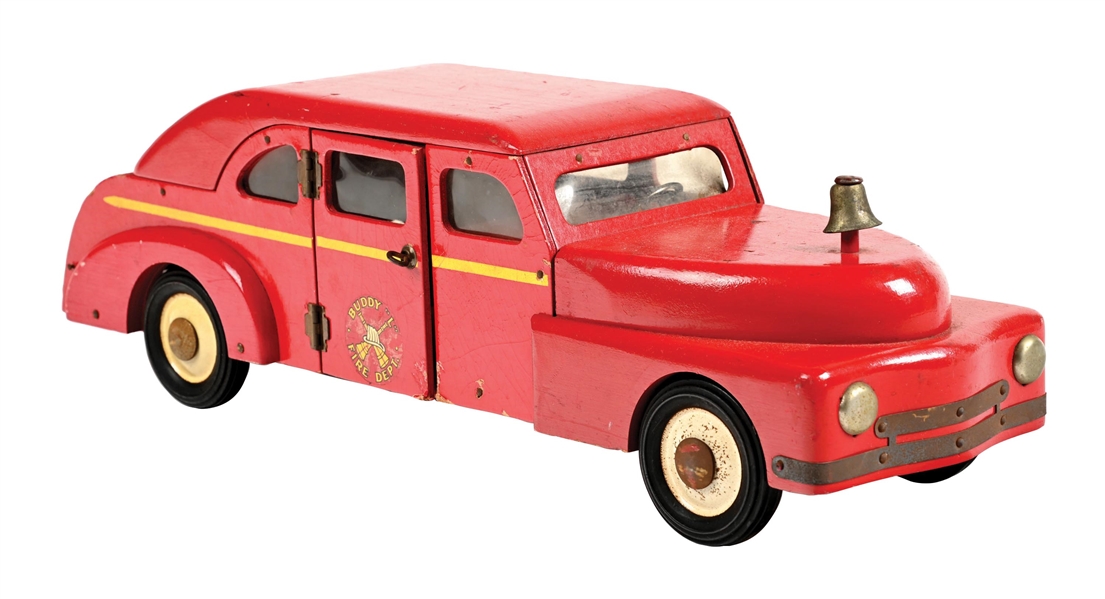 BUDDY L WOODEN WARTIME FIRE DEPARTMENT CAR