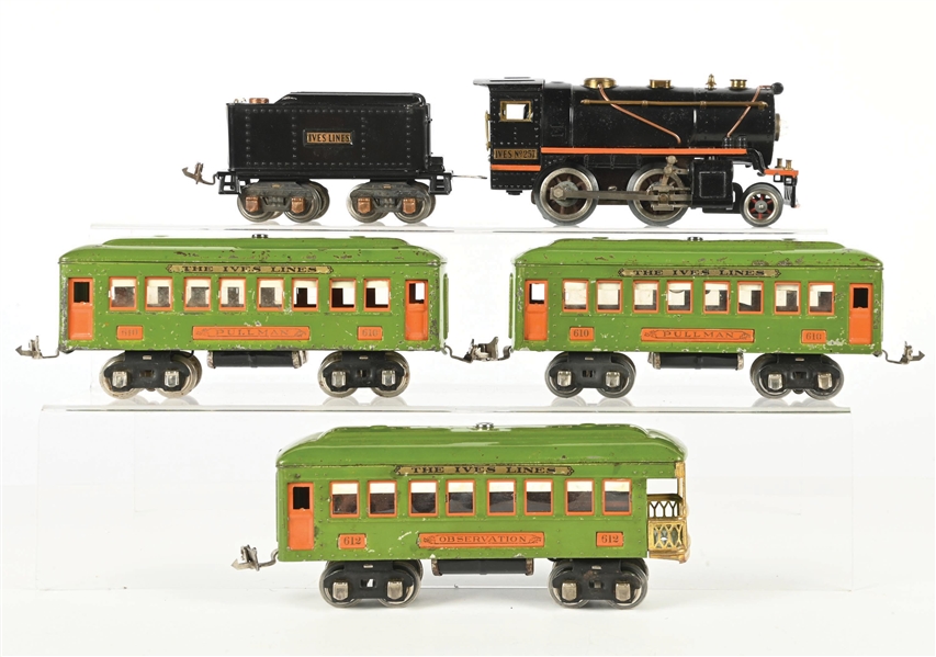 IVES PREWAR O. GAUGE NO. 257 STEAM LOCOMOTIVE PASSENGER SET
