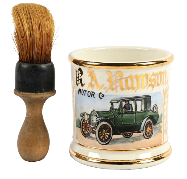CAR SALESMANS SHAVING MUG AND BRUSH