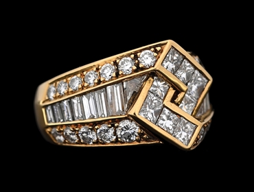 18K YELLOW GOLD 3CT TW DIAMOND DINNER RING