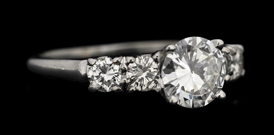 14K WHITE GOLD 1.53CT TW DIAMOND ENGAGEMENT RING W/REPORT