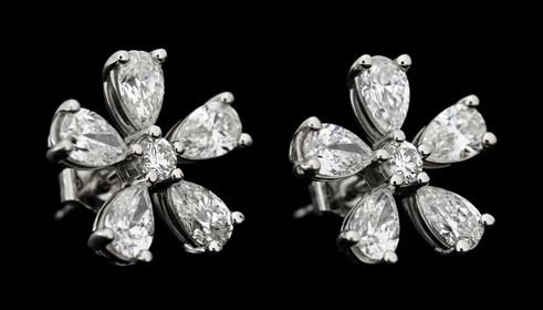 PLATINUM 3CT TW DIAMOND FLOWER EARRINGS
