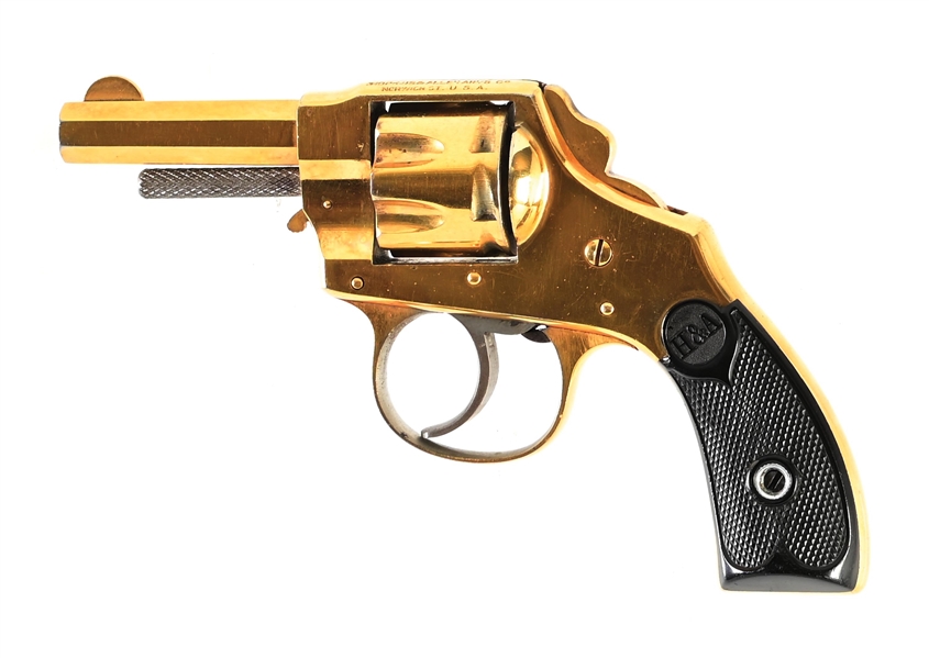 (C) GOLD PLATED HOPKINS & ALLEN ARMS CO. X.L. .22 RF DOUBLE ACTION REVOLVER.