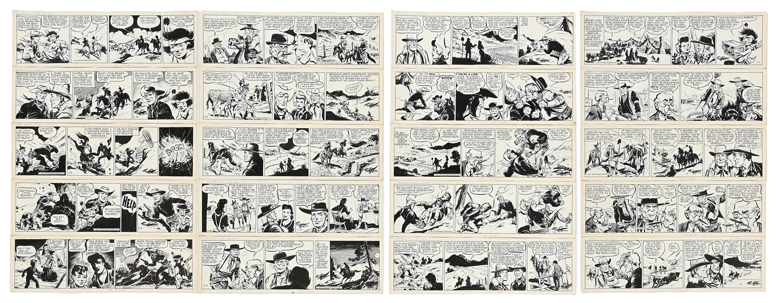 LOT OF 36: 1951 FRED HARMAN RED RYDER DALIES