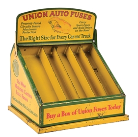UNION AUTO FUSES TIN & GLASS COUNTERTOP STORE DISPLAY