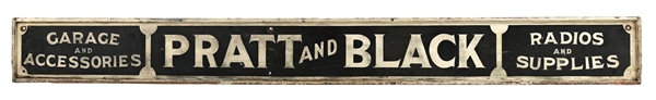 PRATT & BLACK GARAGE, RADIOS & ACCESSORIES HAND PAINTED WOOD SERVICE STATION SIGN. 