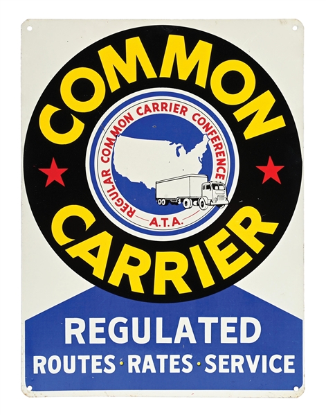 COMMON CARRIER AMERICAN TRUCKING ASSOCIATION TIN SIGN