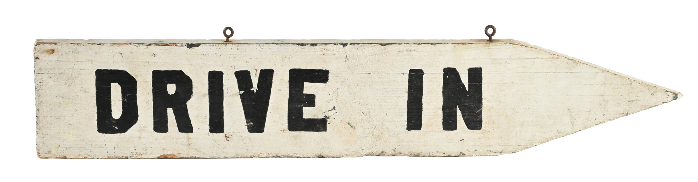 DRIVE IN HAND PAINTED WOOD DIRECTIONAL ARROW SIGN