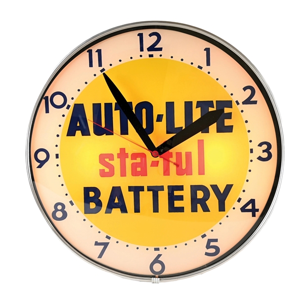 OUTSTANDING AUTO-LITE STA-FUL BATTERY LIGHT-UP CLOCK