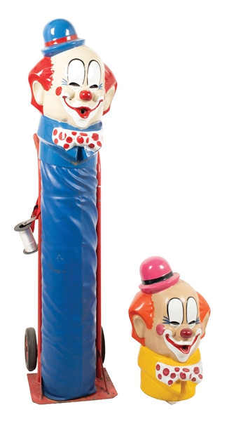 LOT OF 5: CLOWN HEADS WITH HELLIUM BALLOON TANK AND DOLLY