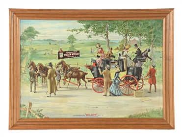 KAUFMANN & STRAUSS CO. N.Y. "WILSON" WHISKEY FRAMED TIN-LITHO ADVERTISING SIGN