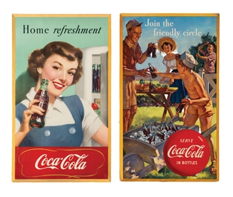 PAIR OF COCA-COLA CARDBOARD ADVERTISEMENTS