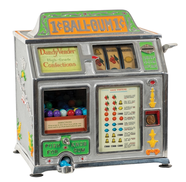 1¢ DANDY VENDOR ALUMINUM TRADE STIMULATOR W/ GUMBALL MECHANISM