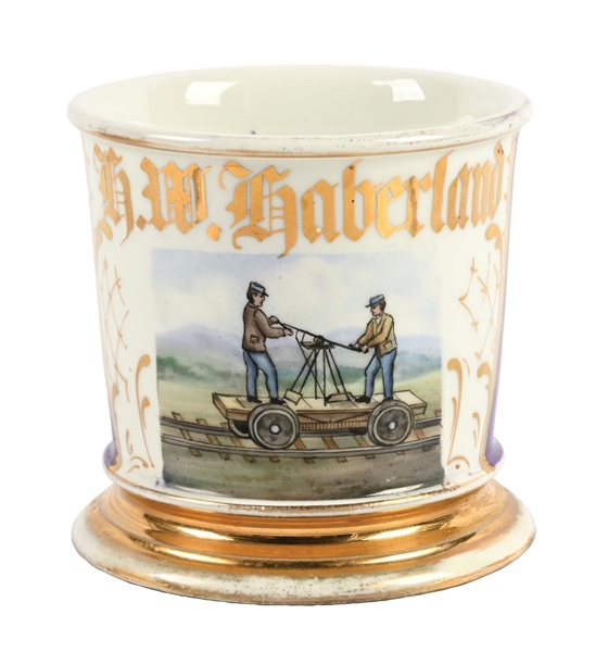 RAILROAD HANDCAR OCCUPATIONAL SHAVING MUGS 