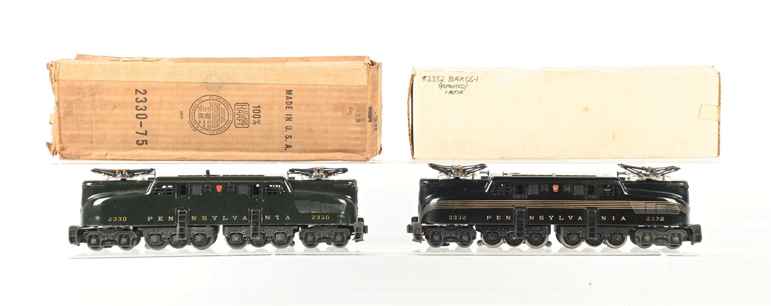 LOT OF 2: LIONEL POSTWAR O. GAUGE GG1 ELECTRIC LOCOMOTIVES WITH ONE ORIGINAL BOX