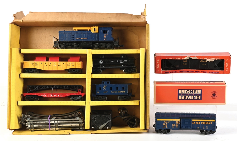 LOT OF 3: LIONEL O-GA. NO. 1611 ALASKA DIESEL FREIGHT SET IN BOX WITH ADDITIONAL CARS