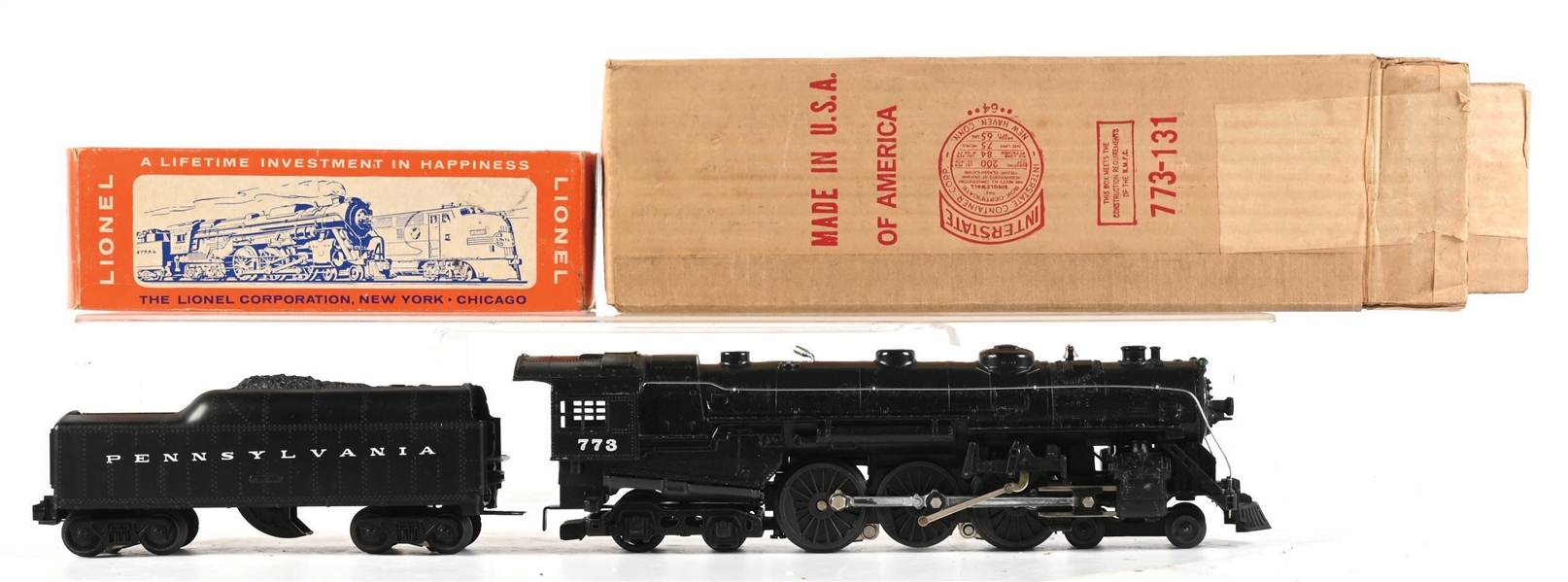 1964 LIONEL O-GA. NO. 773 HUDSON STEAM LOCOMOTIVE WITH NO. 736W PENNSYLVANIA TENDER WITH ORIGINAL BOXES