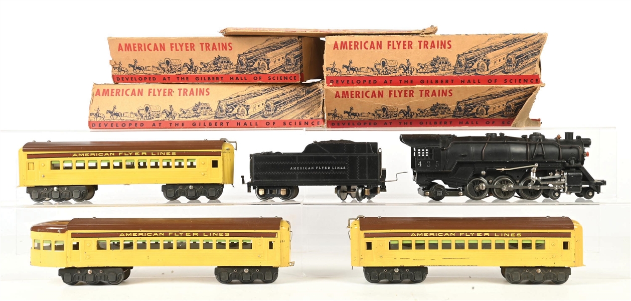 AMERICAN FLYER PREWAR O. GAUGE UNCATALOGED NO. 435 STEAM PASSENGER SET