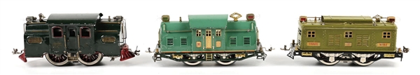 LOT OF 3: PRE-WAR LIONEL STANDARD GA. ELECTRIC LOCOMOTIVES