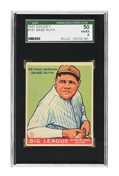 1933 GOUDEY #181 BABE RUTH SGC 50 VG/EX 4