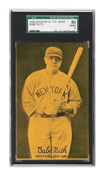 1926-1929 EXHIBITS - P.C. BACK BABE RUTH SGC 50 VG/EX 4
