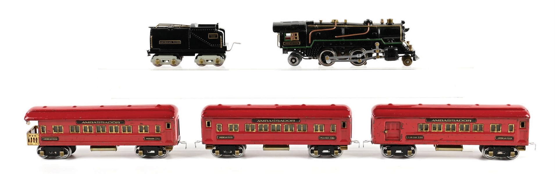 PRE-WAR AMERICAN FLYER O-GA. NO. 3300 AMBASSADOR STEAM PASSENGER SET