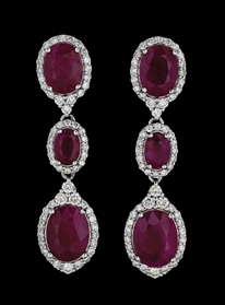 PLATINUM BURMESE RUBY & DIAMOND EARRINGS W/GIA REPORT