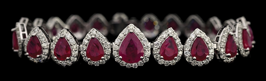 PLATINUM RUBY & DIAMOND BRACELET W/GIA REPORT