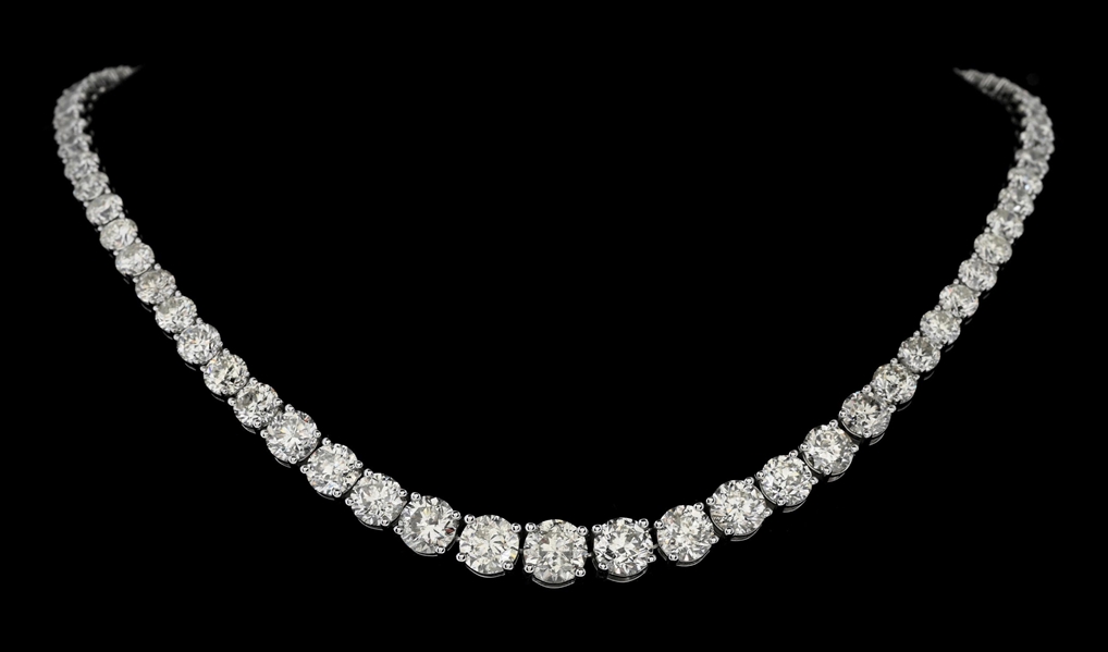 PLATINUM 57.58CT TW DIAMOND NECKLACE WITH W/REPORT