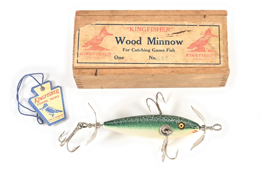 PFLUEGER MINNOW IN KINGFISHER WOOD BOX WITH TAG