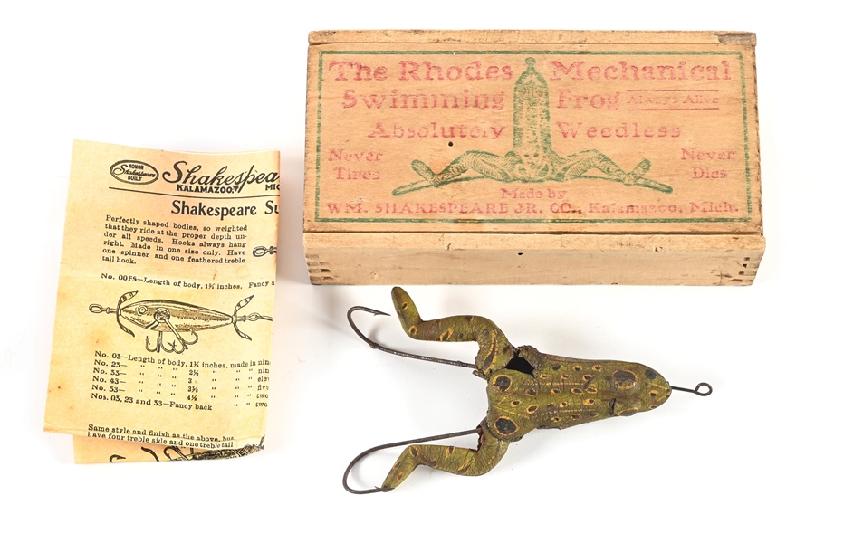 RHODES SWIMMING FROG IN WOOD BOX WITH INSERT