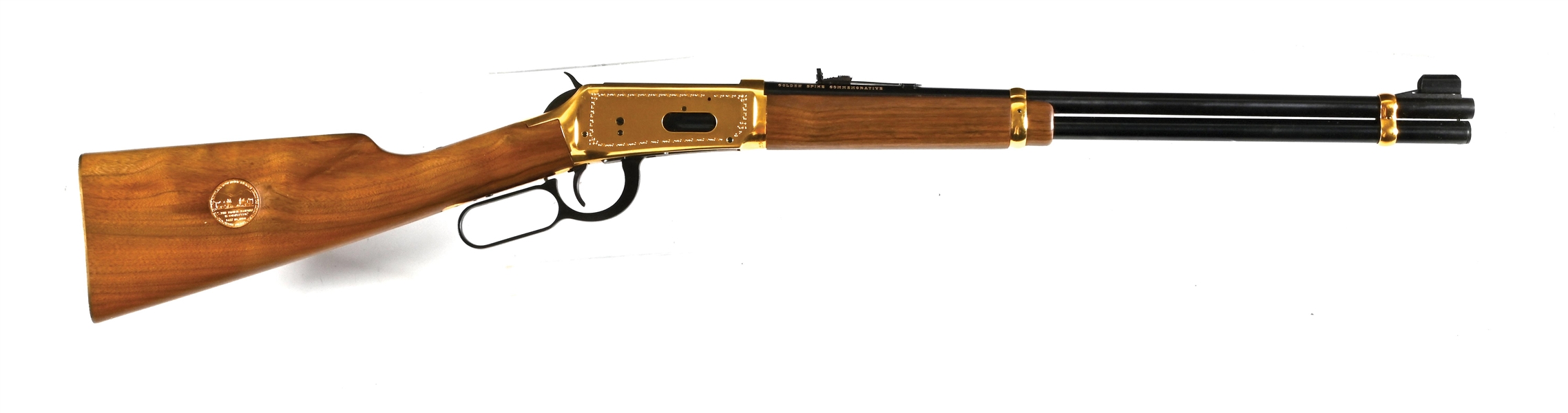 (C) WINCHESTER MODEL 1894 GOLDEN SPIKE COMMEMORATIVE LEVER ACTION CARBINE WITH BOX AND SLEEVE