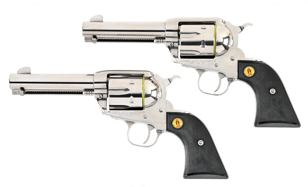 (M) CASED PAIR OF SPECIAL EDITION RUGER NEW VAQUERO SASS .357 MAGNUM SINGLE ACTION REVOLVERS.