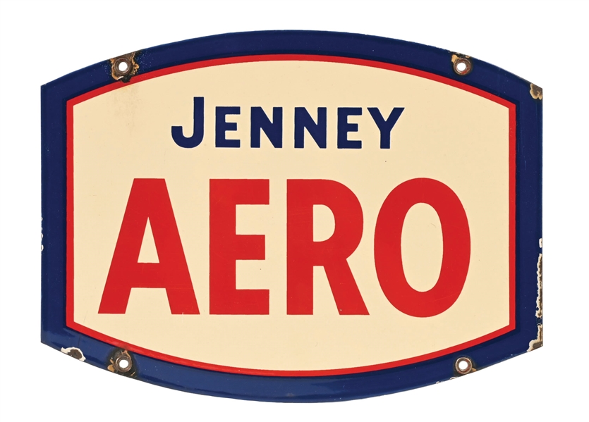 JENNEY AERO GASOLINE PORCELAIN PUMP PLATE SIGN