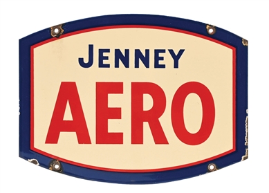 JENNEY AERO GASOLINE PORCELAIN PUMP PLATE SIGN