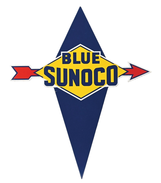 BLUE SUNOCO GASOLINE PORCELAIN PUMP PLATE SIGN. 