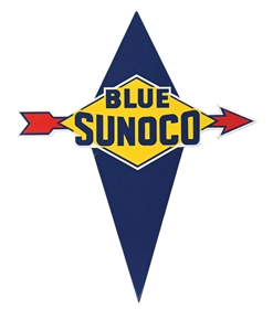 BLUE SUNOCO GASOLINE PORCELAIN PUMP PLATE SIGN. 