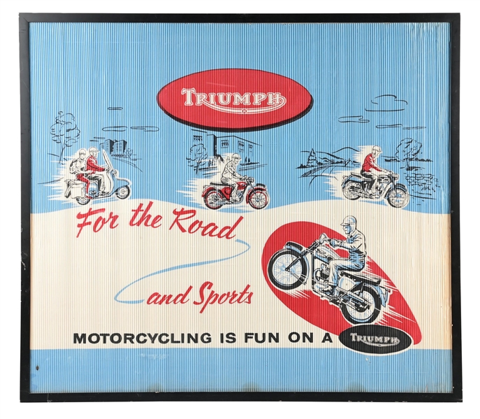 TRIUMPH MOTORCYCLES FRAMED CARDSTOCK ADVERTISING SIGN