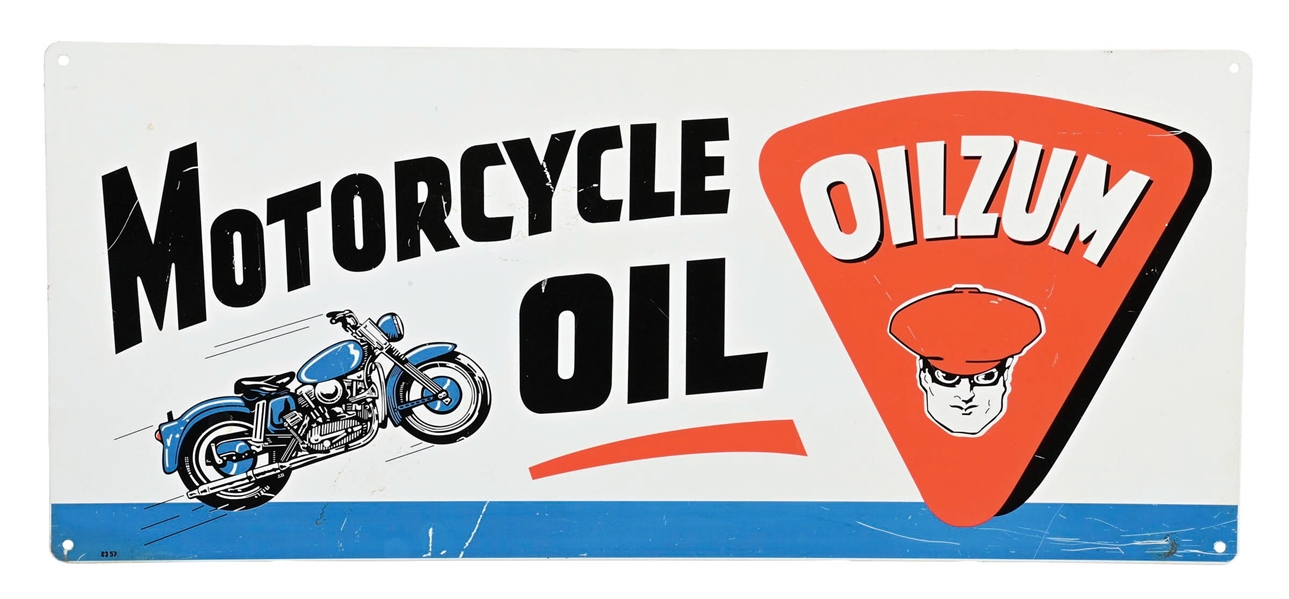 OILZUM MOTORCYCLE OIL PAINTED METAL SIGN