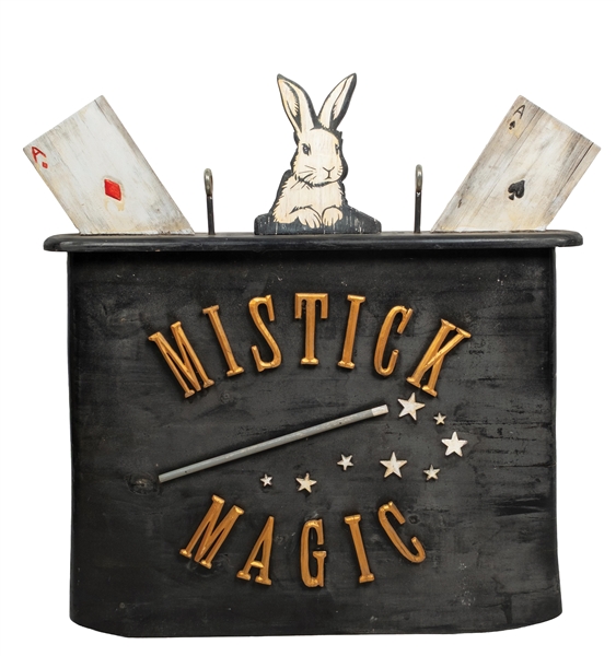 WOODEN TRADE SIGN ADVERTISING "MISTICK MAGIC"